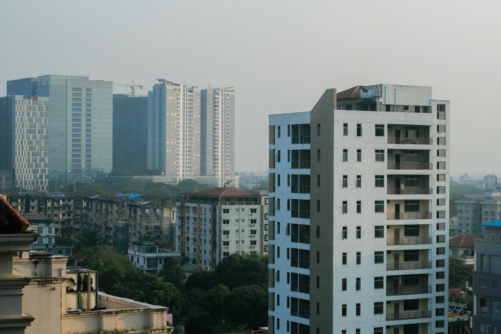 a view of a city from a high rise building